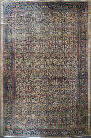 13x20 antique 1880's bakhshyeshe camel hair #84002
