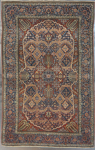 antique mohtasham kashan 4.3 x 6.9 wool #37828