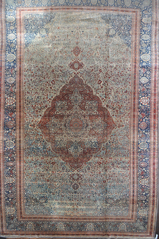 13.9x21.7 mohtasham kashan antique Circa:1870's wool #75959