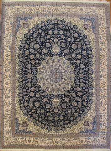 Rug Id: 54725 Persian nain-rug Signed Habibian-10.7x14