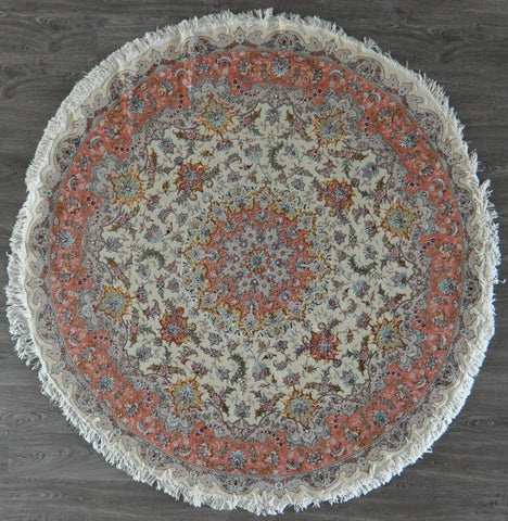 6.7x6.7 persian tabriz round round wool silk 50 Raj #78046