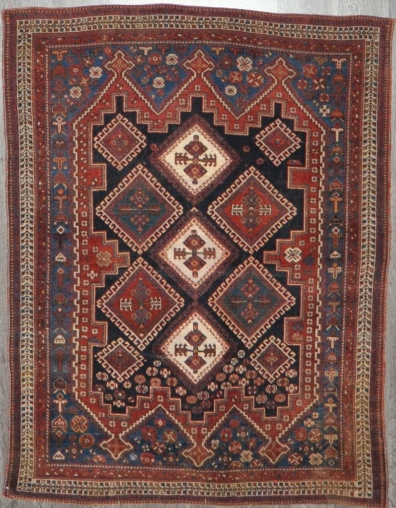 Antique All Over Paisley Kurdish Afshar Rug 4’5” x 8’11”