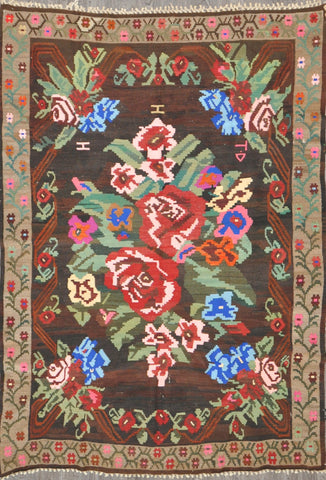 5.0x7.4 antique Turkish kilim #91052