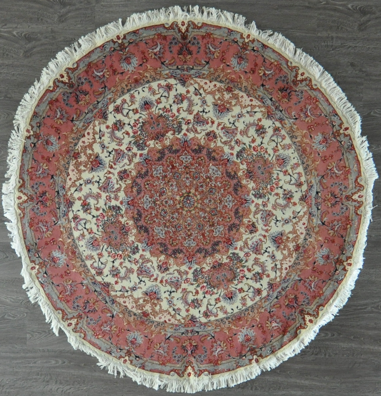 6.6x6.6 persian tabriz round wool silk 60 Raj #13221
