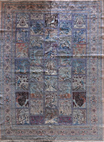 11.6x15.4 antique kashmar bird garden #46030