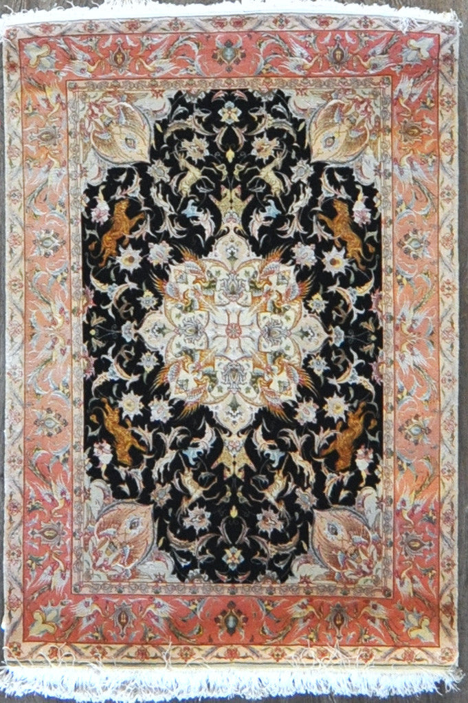 3.6x4.10 persian tabriz wool silk 60 Raj #21757