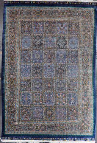 Rug No: 87695 All silk Persian Qum Signed 6.9x10.3