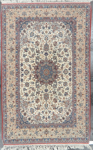 4.10x7.9 persian antique isfahan wool #83096